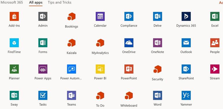 List of Microsoft Office 365 Applications and Features